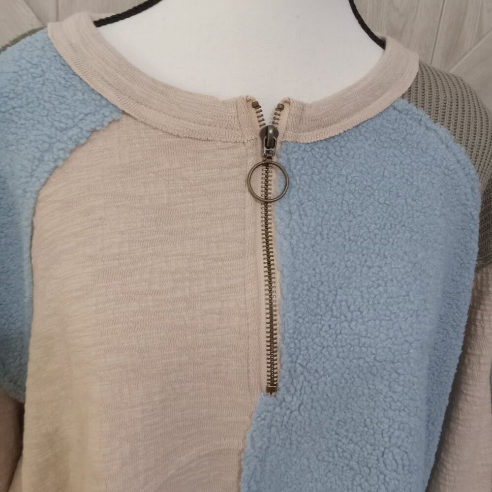 Pol-Blue Multi Color Oversized Patchwork Raw Edge… - image 3